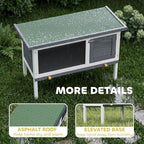 PawHut Outdoor Rabbit Hutch, Wooden Bunny Cage with Openable Roof and Pull-Out Tray, Elevated Guinea Pig Cage for Rabbits, Chinchillas and Small Animals, Indoor Outdoor Use, Gray - Image 7
