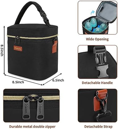 Mancro insulated bottle bag side view with shoulder strap