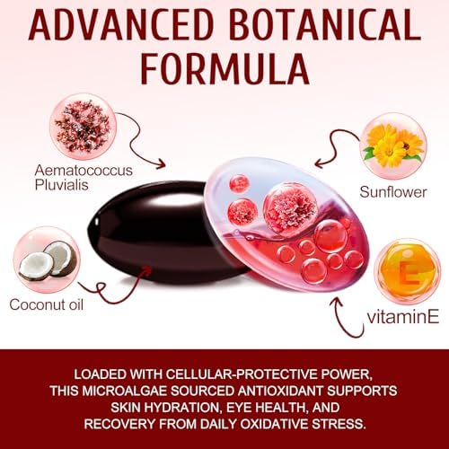 QYCOTXYR Astaxanthin one hundred and twenty softgels bottle showing non-GMO and gluten-free badges