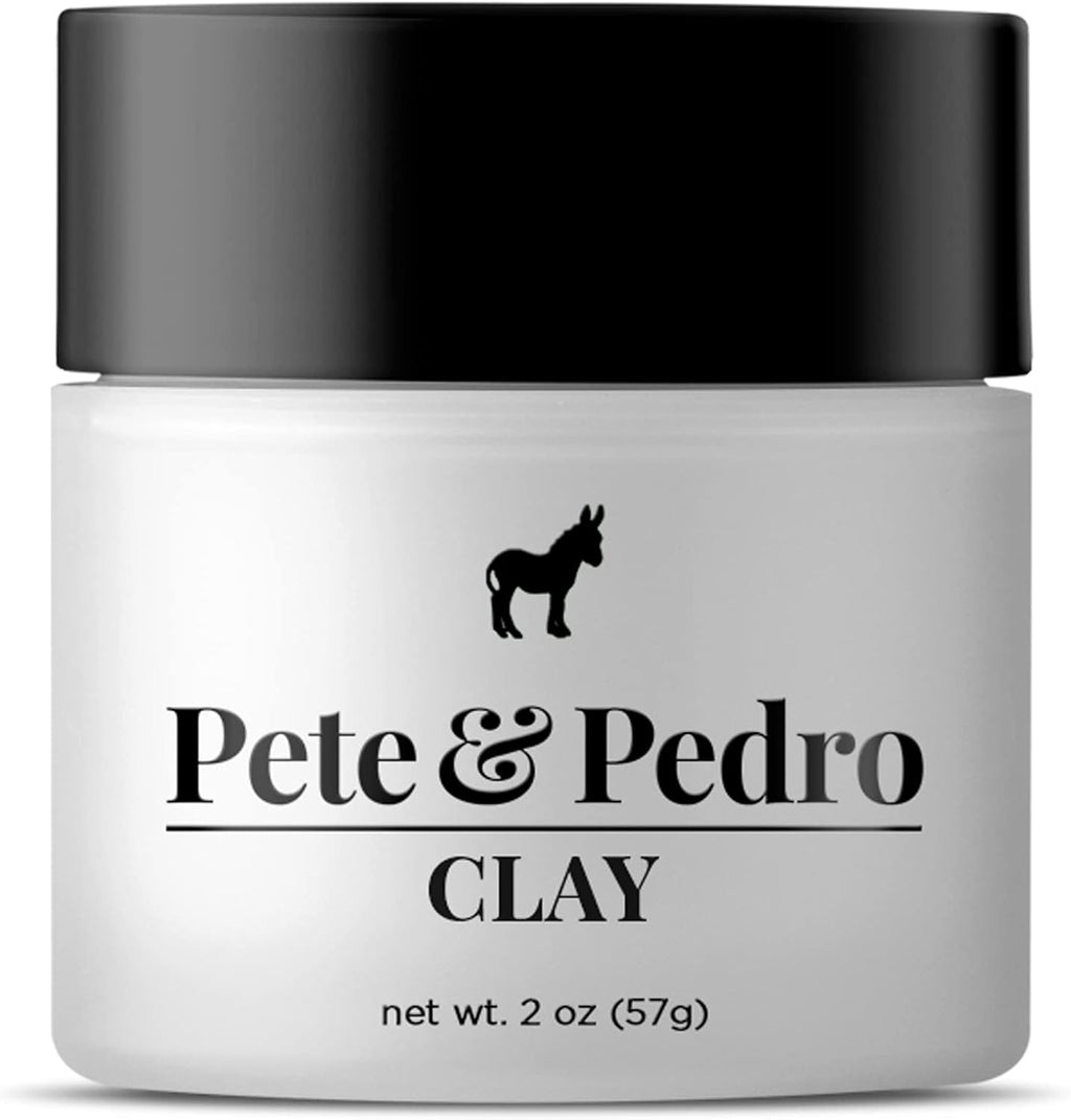 Pete And Pedro Hair Styling Clay front view of the two ounce jar.