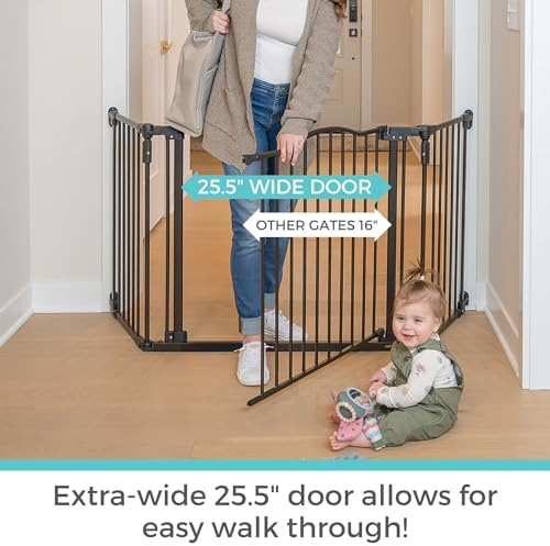 Toddleroo safety gate showing the walk-through door panel and locking system.