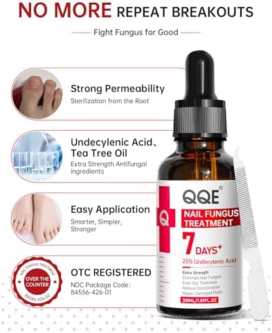 Toenail fungus solution packaging highlighting plant-based formula and 7-day results.