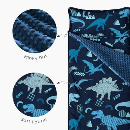 Wake In Cloud Jurassic sketch sleeping bag spread out flat for daycare cot use