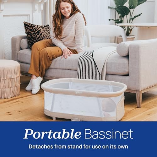 Chicco portable travel bassinet detached from stand and folded flat