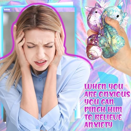Close up of glittery unicorn sensory squeeze ball