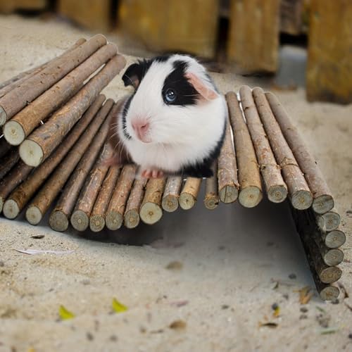 Wooden Bridge for Rabbits, Extra Large Wooden Hamster Bridge Ladder Bunny Climbing Chew Toy Small Animal Flexible Hideout Ramp Divider Tunnel for Guinea Pig Chinchilla Rabbit Ferret Hedgehog - Image 4