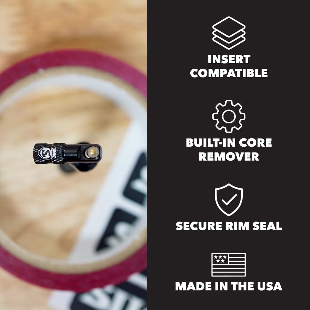 Premium bicycle tubeless valve stems showing the insert compatible slotted base