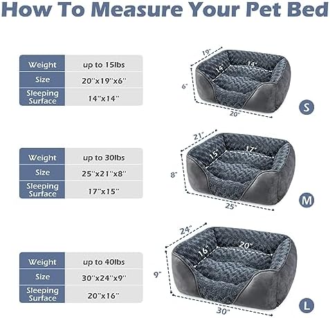 INVENHO Rectangle Washable Orthopedic Dog Bed for Small, Medium and Large Dogs, Soft Calming, Sleeping Puppy Bed Durable Pet Cuddler with Anti-Slip Bottom, S (20"x19"x6") - Image 4