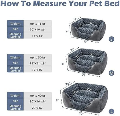INVENHO Rectangle Washable Orthopedic Dog Bed for Small, Medium and Large Dogs, Soft Calming, Sleeping Puppy Bed Durable Pet Cuddler with Anti-Slip Bottom, S (20"x19"x6") - Image 4
