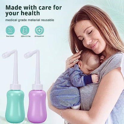 Two pack postpartum cleansing bottles with waterproof travel storage bag.