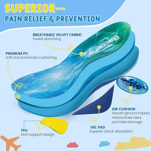 Underneath view of kids shoe inserts showing the durable polyurethane foam construction.