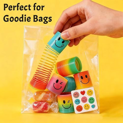 High-quality non-toxic plastic multi-colored spring favors stretched out to demonstrate durability