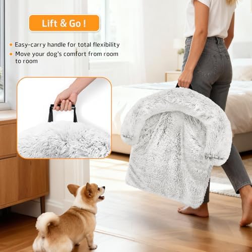 Demonstration of the bottom zipper on the GGIB pet mat showing how to remove the washable cover.