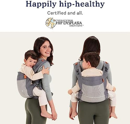 Beco child carrier with attached snap on sleeping hood accessory