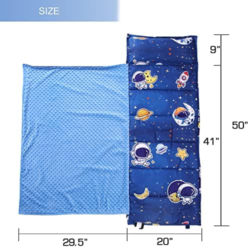 Side view showing the padded thickness of the lightweight travel friendly kids napping pad