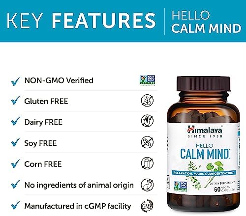 Himalaya Hello Calm Mind gluten free nootropic capsules for mental clarity