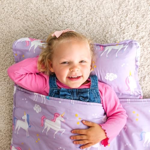 Wildkin Kids Original Nap Mat rolled up for travel