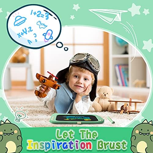 Orsen green dinosaur drawing pad showing colorful line output