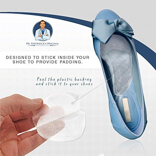 Large size TPE gel arch supports for men and women showing peel and stick backing