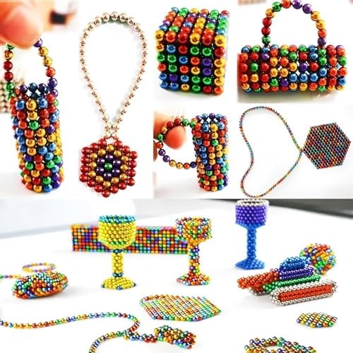 1000 colorful magnetic beads inside a metal storage tin