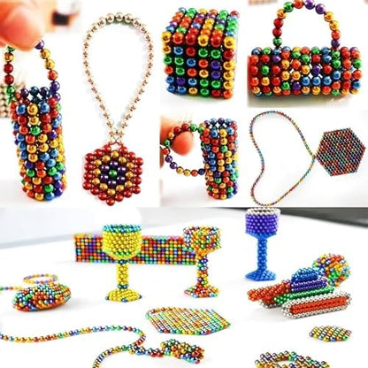 1000 colorful magnetic beads inside a metal storage tin