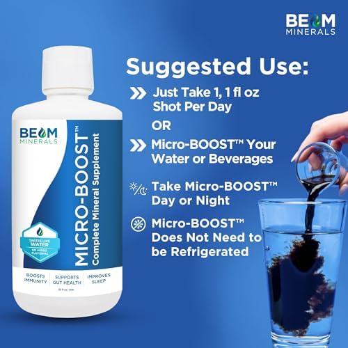 Two 32 Fluid Ounce bottles of BEAM Minerals Advanced Set showing unflavored vegan formula.