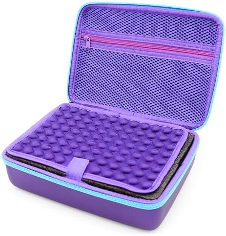 CASEMATIX purple professional stylist storage case being placed easily inside a standard barber gear backpack.