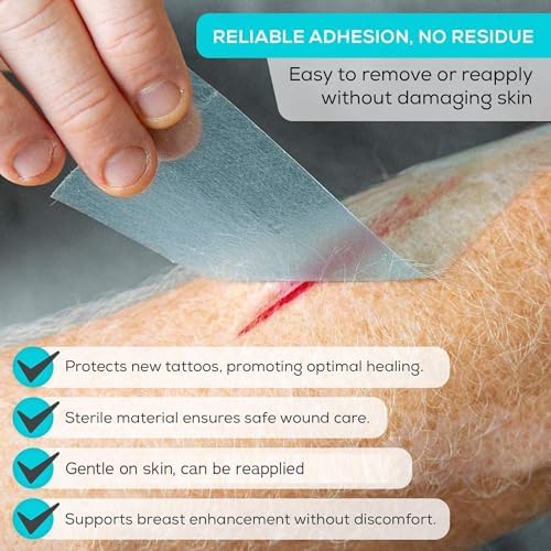 MedVance hypoallergenic silicone tape being applied to skin for secure dressing fixation.