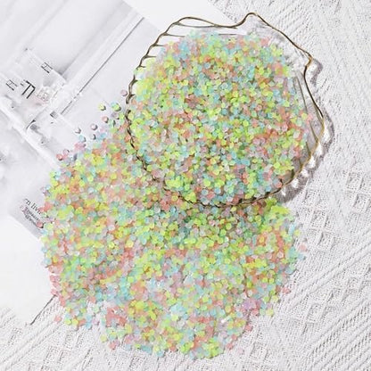 Close up of colourful 3-5mm luminous resin stones