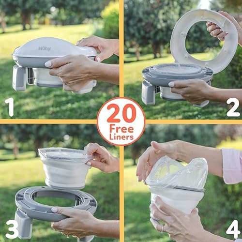 Nuby On-The-Go Portable Potty Seat - Travel Toilet Seat for Boys and Girls 18+ Months - Includes Storage Bag and Disposable Potty Liners - Toddler Travel Essentials - Toddler Potty Training Toilet - Image 7