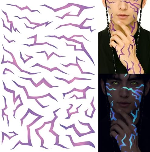 Detailed purple demon pattern temporary tattoos for cosplay