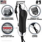 Wahl USA haircutting kit for men displayed with all twenty four pieces and guide attachments