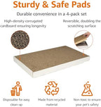 High-density horizontal cardboard scratcher for indoor cats placed flat on the floor for claw maintenance.
