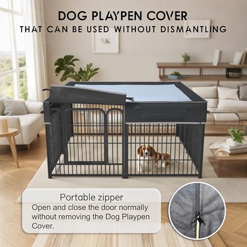 TBNO weather resistant eight panel dog pen roof cover protecting against sun and wind.