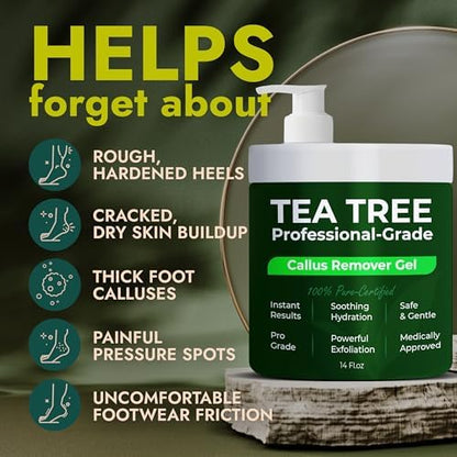 Professional grade foot pedicure kit with tea tree oil and three blue pumice stones.