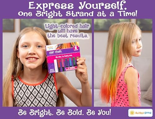 Six vibrant hair chalk colors for kids hair styling