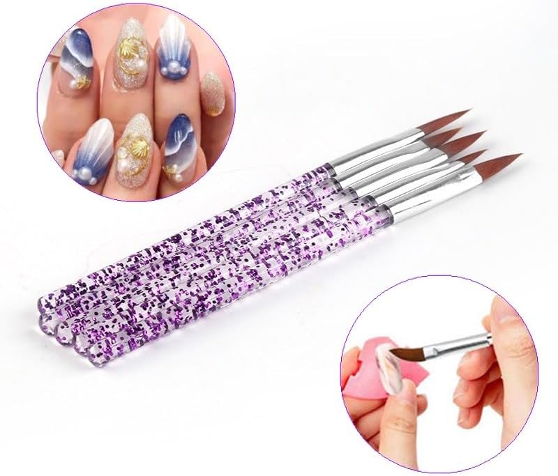 Nail art brush tips showing precision liner capabilities