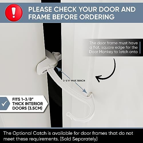 Door Monkey white safety lock mounted on interior door edge