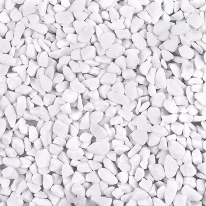 Close up of snow white polished pebbles for plants