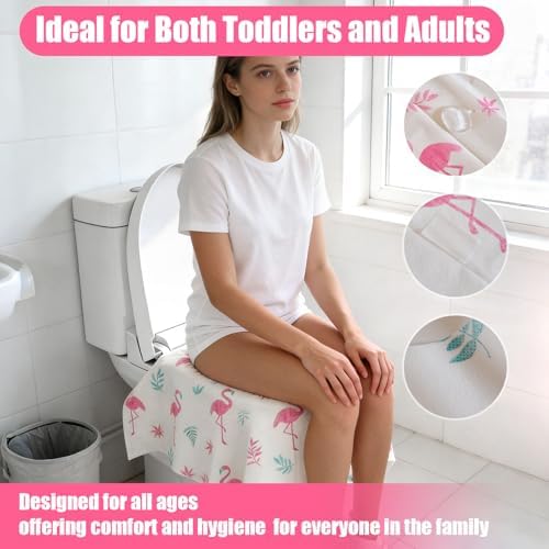 Demonstration of a toddler securely using a public restroom with full side coverage protection