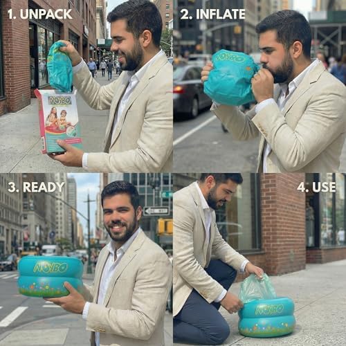Travel Potty Seat for Toddlers - Inflatable Portable Toilet Kids Chair, Foldable Compact Lightweight Potty for Camping Road Trips, Outdoor Car Travel, Holds 66 lbs and 20 Durable Disposable Bags - Image 6