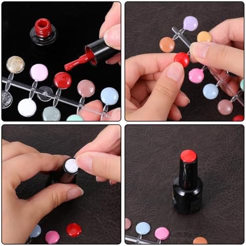Close up of clear round nail polish display tips