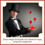 Hand demonstrating magic trick with red sponge ball