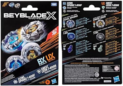 Beyblade X Cowl Sphinx 1-80GF BX & Crest Leon 7-60GN UX Dual Pack Set with 2 Right-Spinning Tops; Authentic Takara Tomy Battle Tops; Games/Toys for Boys & Girls 8+ - Image 6