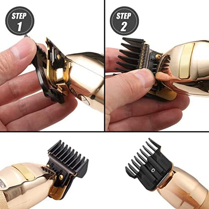 Side profile of the premium Amorka trimmer guide combs demonstrating the sturdy polycarbonate teeth structure.