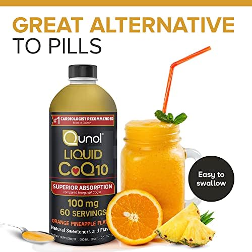Qunol Liquid CoQ10 orange pineapple flavor nutritional facts panel