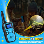 Four colorful family walkie talkies designed with durable ergonomic grips for outdoor games.