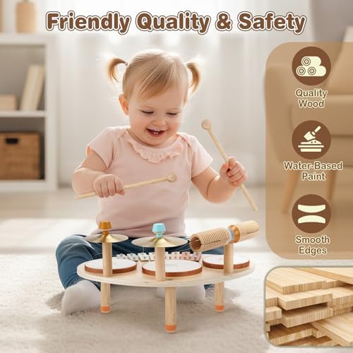 Vanplay preschool developmental toy cymbals and tone block connection details