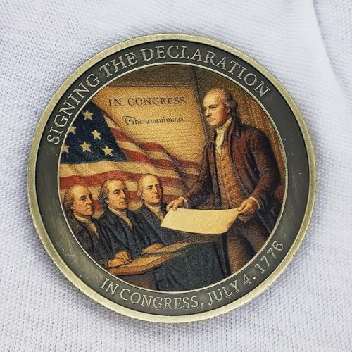 HYuMCCyhT historic US independence anniversary milestone token showing both sides of the gold-plated metal craftsmanship