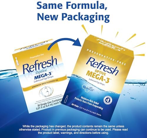 Flaxseed oil enhanced Refresh Optive Mega-3 triple action lubricant eye drops.